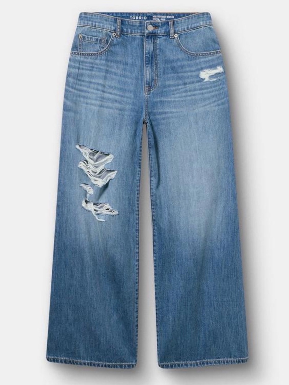 torrid Light Blue Distressed Wide-Leg Jeans